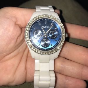 Beautiful FOSSIL blue white diamond watch
